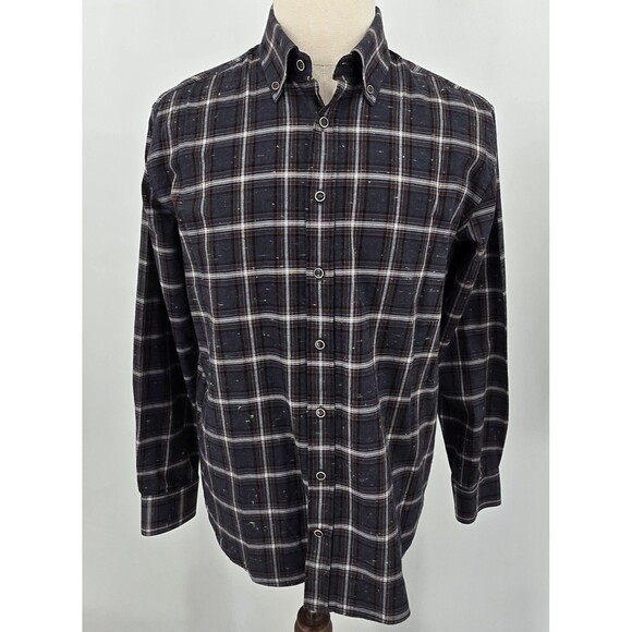 Williams & Kent Grey Plaid Button Down Men's Shirt Size L - Picture 2 of 8